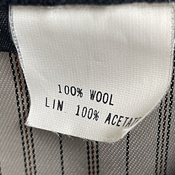 Hunting Horn Black Striped Wool 2 Button Ventless Notch Blazer USA Made Size 46L - Picture 4 of 13